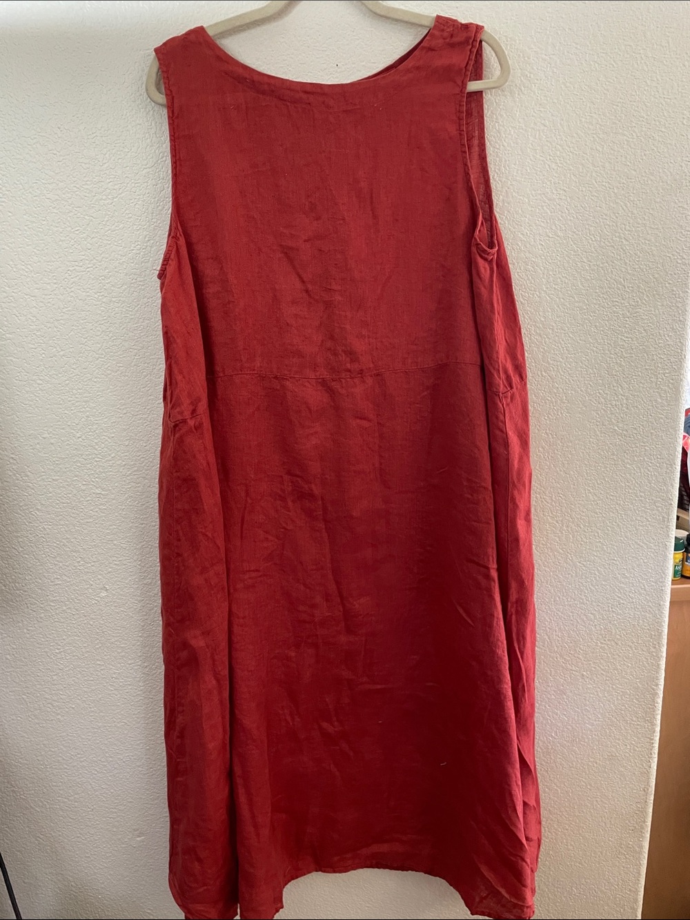 CP Shades Sleeveless 100% Linen Maxi Dress Orange Rust L